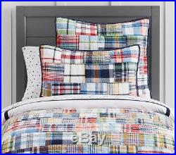 Pottery Barn Kids New Madras Twin Plaid Quilt Red / Blue / Green Last One