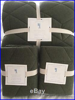 Pottery Barn Kids Olive Heathered Jersey Queen Quilt AND 2 Standard SHAM New