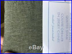 Pottery Barn Kids Olive Heathered Jersey Queen Quilt AND 2 Standard SHAM New