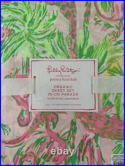 Pottery Barn Kids On Parade Full Sheet Set Pink Green Lilly Pulitzer Organic