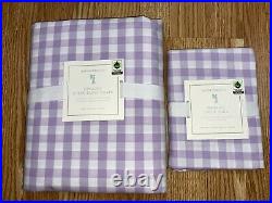Pottery Barn Kids Organic Check Twin Duvet Cover And Standard Sham Lavender NEW