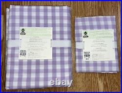 Pottery Barn Kids Organic Check Twin Duvet Cover And Standard Sham Lavender NEW