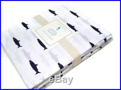 Pottery Barn Kids Organic Cotton Blue Swimming Mini Shark Queen Sheet Set New