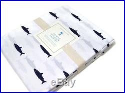 Pottery Barn Kids Organic Cotton Blue Swimming Mini Shark Queen Sheet Set New