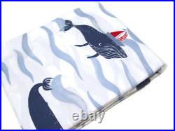 Pottery Barn Kids Organic Cotton Nautical Whale Boat Full Queen Duvet Cover New