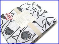 Pottery Barn Kids Organic Cotton Shane Shark Drawing Words Queen Sheet Set New