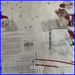 Pottery Barn Kids Organic Flannel Heritage Santa Sheet Set-Full Size WithCases