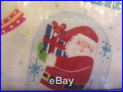 Pottery Barn Kids Organic Flannel Snow Globe Queen Sheet Set New Christmas Santa