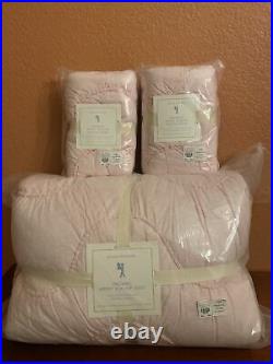 Pottery Barn Kids Organic Jersey Scalloped Full Queen Quilt 2 Standard Sham Pink
