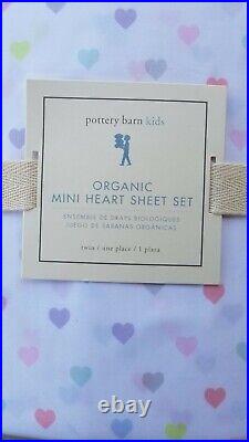 Pottery Barn Kids Organic Mini Heart Multi Sheet Set Twin #3399