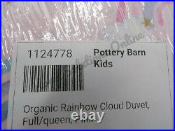 Pottery Barn Kids Organic Rainbow Cloud Duvet Full/queen Pink Girls #7183B