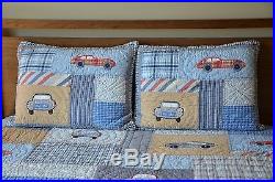 Pottery Barn Kids Outlet Boys Clayton's Cars Full/Queen Quilt and 3 Shams NEW