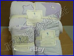 Pottery Barn Kids PBK Andrea Lavender Bed Quilt Full Queen FQ Pillow Shams Euro