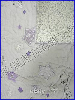 Pottery Barn Kids PBK Andrea Lavender Bed Quilt Full Queen FQ Pillow Shams Euro