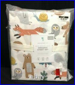 Pottery Barn Kids PBK Wes Woodland Organic Cotton bed Sheet Set Queen NO CASES