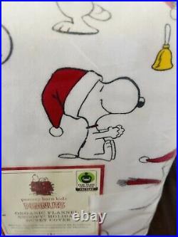 Pottery Barn Kids PEANUTS FLANNEL Duvet Full Queen Shams Snoopy Christmas HTF