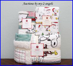 Pottery Barn Kids PEANUTS HOLIDAY Twin Quilt + Sham + Sheet Bedding Set Snoopy