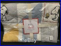 Pottery Barn Kids PEANUTS SNOOPY Crib Toddler Baby QUILT + Sheet Bedding NEW