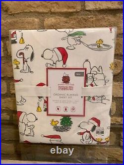 Pottery Barn Kids PEANUTS Twin Organic Flannel Sheets Snoopy Christmas Holiday