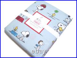 Pottery Barn Kids Pale Blue Organic Snoopy WoodStock Full Queen Duvet Cover New