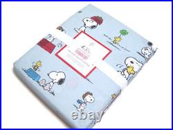 Pottery Barn Kids Pale Blue Organic Snoopy WoodStock Full Queen Duvet Cover New