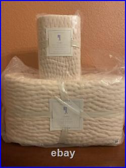 Pottery Barn Kids Pale Pink Blush Clara Velvet Hand Stitched Twin Quilt With1 Euro