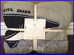Pottery Barn Kids Patchwork Shark Quilt Twin Navy Nautical Comforter NEW