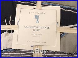 Pottery Barn Kids Patchwork Shark Quilt Twin Navy Nautical Comforter NEW