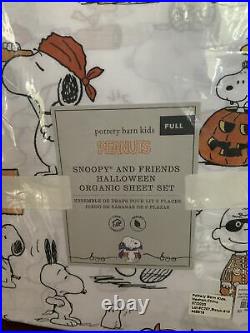 Pottery Barn Kids Peanuts HALLOWEEN FULL sheet set SNOOPY&FRIENDS COTTON Ghost