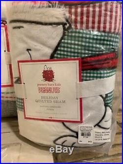 Pottery Barn Kids Peanuts Holiday Full Queen Quilt Standard Sham Snoopy New