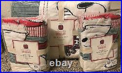 Pottery Barn Kids Peanuts Holiday QUEEN quilt shams sheets SNOOPY teen