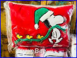 Pottery Barn Kids Peanuts Holiday Quilt Queen Sheet Set Shams Snoopy Christmas