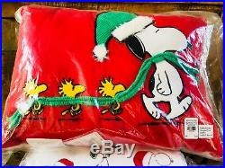 Pottery Barn Kids Peanuts Holiday Twin Quilt Sheet Set Euro Sham Snoopy Pillow