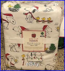 Pottery Barn Kids Peanuts Holiday flannel QUEEN sheets SNOOPY teen