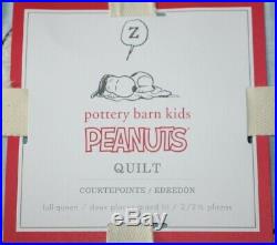 Pottery Barn Kids Peanuts Quilt Full/Queen 86 X 86 NEW Snoopy Woodstock