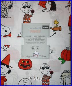 Pottery Barn Kids Peanuts Snoopy & Friends Halloween Sheet Set QUEEN New 4 Pcs
