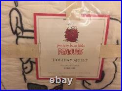 Pottery Barn Kids Peanuts Snoopy Full Queen Holiday Quilt Christmas F/Q