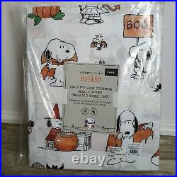 Pottery Barn Kids Peanuts Snoopy Halloween Sheet Set TWIN pumpkin fall