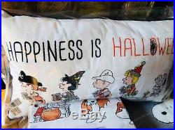Pottery Barn Kids Peanuts Snoopy Sheet Set Full Happiness Is Halloween Pillow