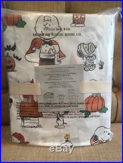 Pottery Barn Kids Peanuts Snoopy Sheet Set Full Happiness Is Halloween Pillow