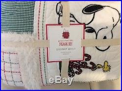 Pottery Barn Kids Peanuts Snoopy Twin Holiday Quilt Christmas NWT! Woodstock