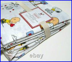 Pottery Barn Kids Peanuts Snoopy Valentines Day Cotton Twin Sheet Set New