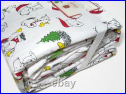 Pottery Barn Kids Peanuts Snoopy Wood Stock Flannel Cotton Twin Sheet Set New