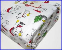 Pottery Barn Kids Peanuts Snoopy Wood Stock Flannel Cotton Twin Sheet Set New