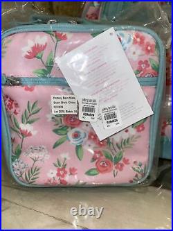 Pottery Barn Kids Pink Aqua Bouquets Large Backpack Lunch Box Water Bottle Set