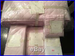 Pottery Barn Kids Pink Belgian Linen 5 Piece Crib Set Quilt Bumper Skirt Sheet +