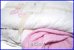 Pottery Barn Kids Pink Butterfly Alexa Reverse Pink White Gingham Twin Quilt New
