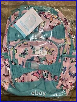 Pottery Barn Kids Pink Rainbow Butterflies Large Backpack Lunchbox Set New