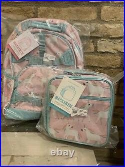 Pottery Barn Kids Pink Unicorn Large Backpack Lunch Bag Mackenzie Set School New