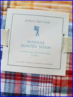 Pottery Barn Kids Plaid Patchwork Madra Quilt Full Queen with 1 Std Sham #4061
